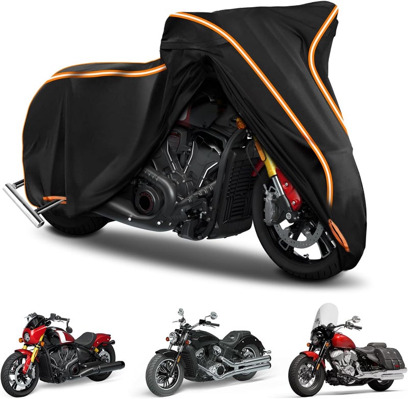 BIGACOVER 420D Waterproof Motorcycle Cover for Indian Scout,101 Scout,Scout Sixty,Scout Rogue,Scout Rogue Sixty,Scout Classic,Windproof Heavy Duty Outdoor Bike Cover - Image 1